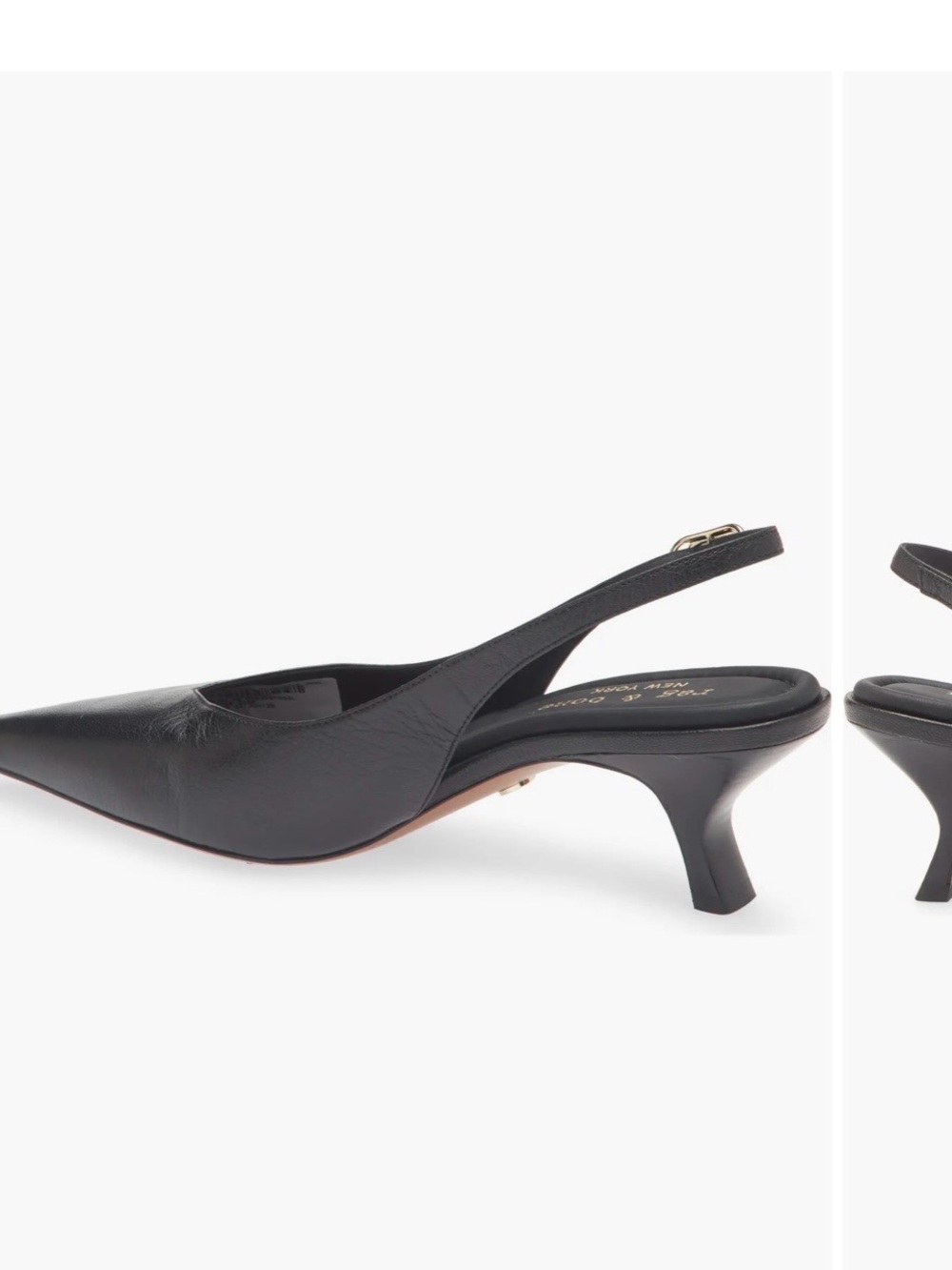 rag & bone Black Pointed Toe Leather Slingback Pumps